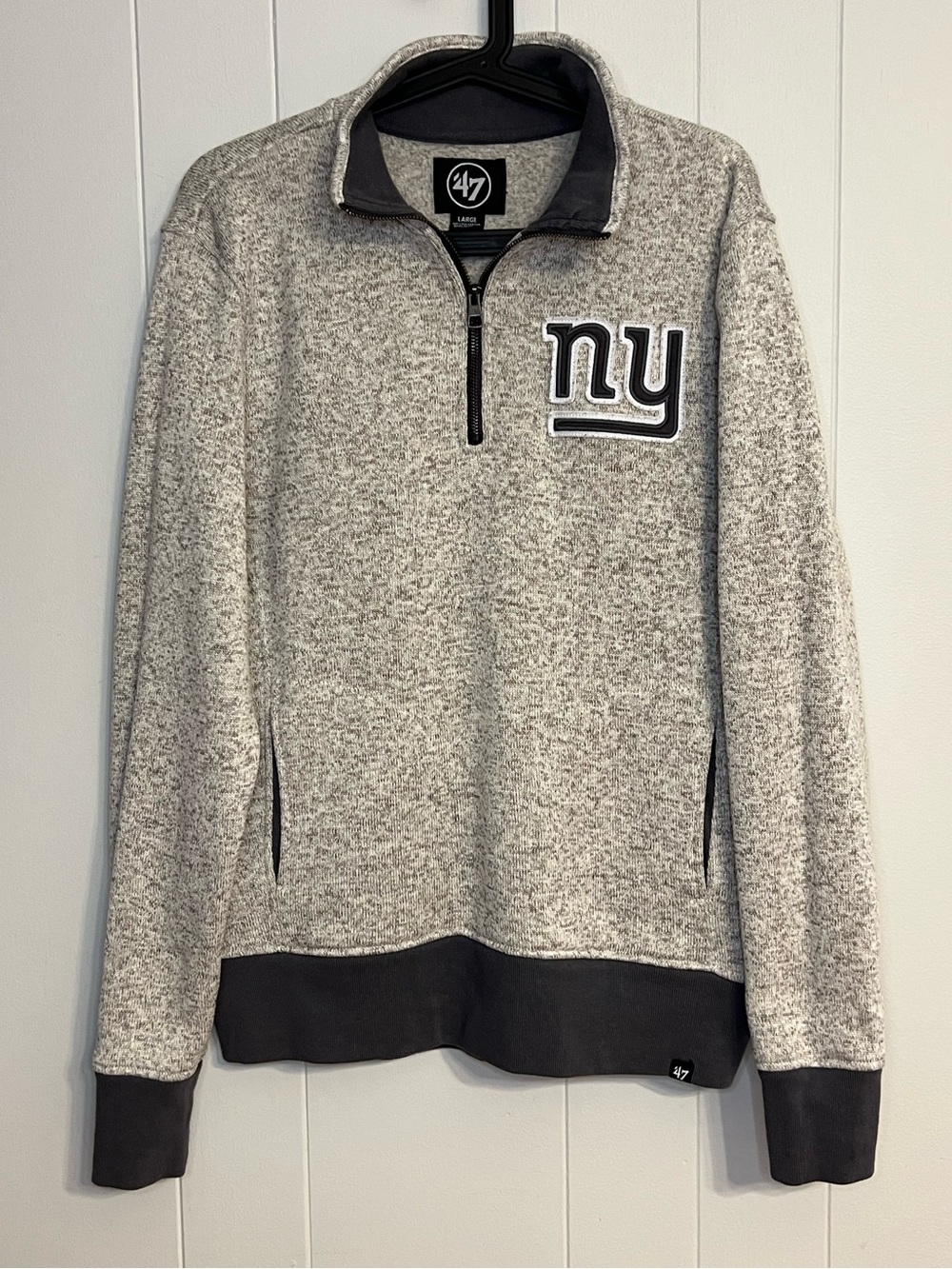 47 Brand New York Giants sweater-knit quarter-zip pullover Size L